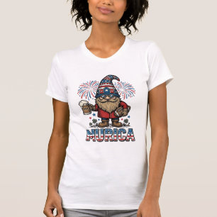 Murica Patriotischer Gnom Bier Vintage-Shirt-Desig T-Shirt