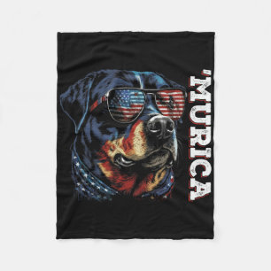 Murica Patriotischer Rottweiler 4. Juli Hund Fleecedecke