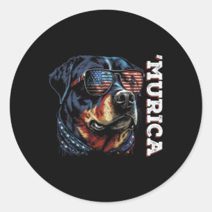 Murica Patriotischer Rottweiler 4. Juli Hund Runder Aufkleber