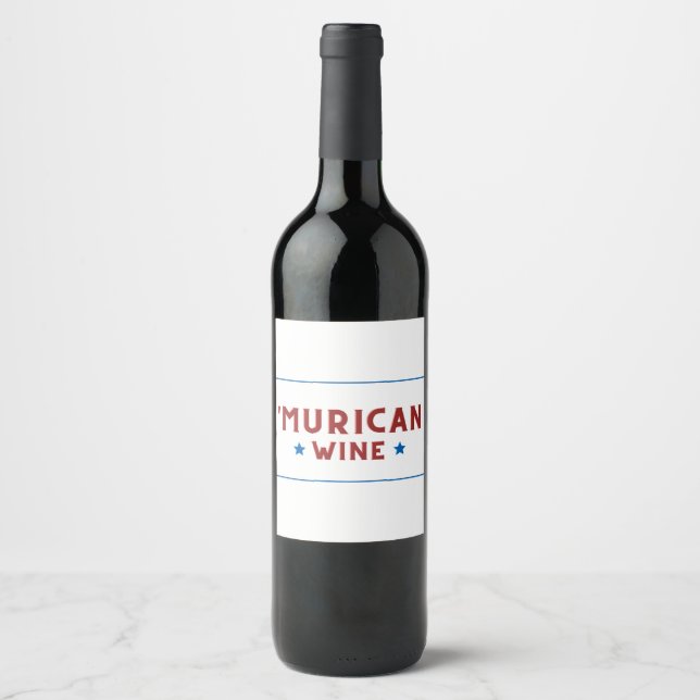"Murican Wine (White) - 4. Juli Weinetikett (Vorderseite)