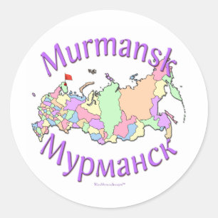 Murmansk Russland Karte Runder Aufkleber