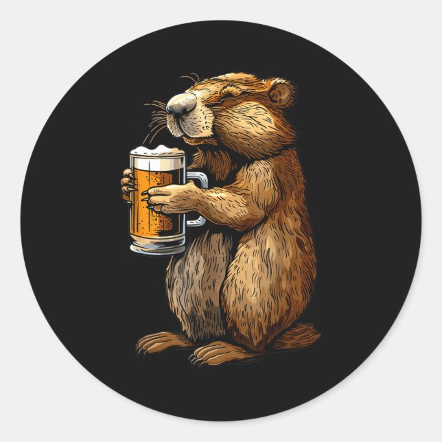 Murmelbier  runder aufkleber (Vorderseite)