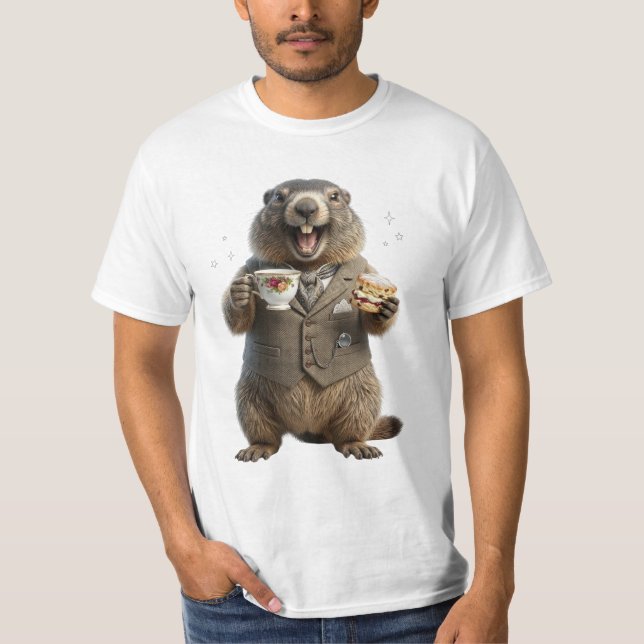 Murmeltier beim Teetrinken T-Shirt (Vorderseite)