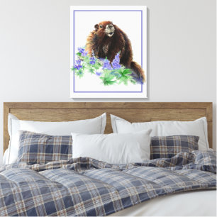 Murmeltier Waldmurmeltier Tier Wasserfarbe Wildlif Leinwanddruck