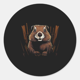 Murmeltier-Wildlife-Buntes-Murmeltier-Fan-Wildlife Runder Aufkleber