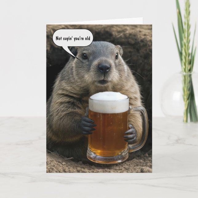 Murmeltier wird alt Geburtstag mit Bierkrug  Karte (Vorderseite)