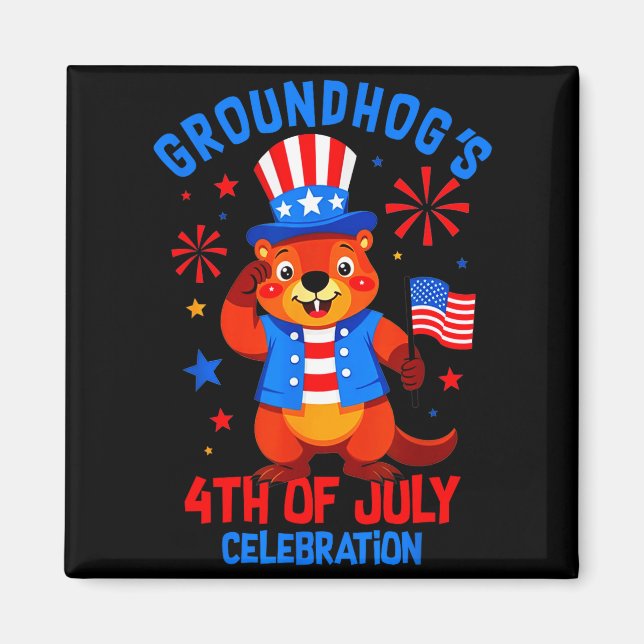 Murmeltiere 4. Juli Feier Patriotischer Ameri Magnet (Vorne)