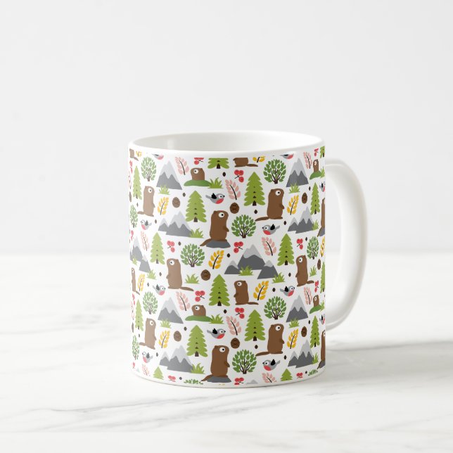Murmeltiere auf einer Gebirgslichtung Kaffeetasse (VorderseiteRechts)