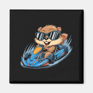 Murmeltiere Go-Kart Rennen Frohen Murmeltiertag Ju Magnet