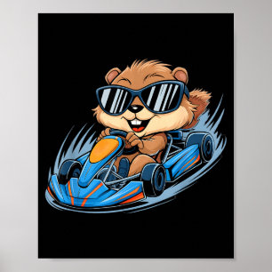 Murmeltiere Go-Kart Rennen Frohen Murmeltiertag Ju Poster