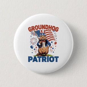 Murmeltiere Patriot Amerikanische Flagge 4. Juli F Button