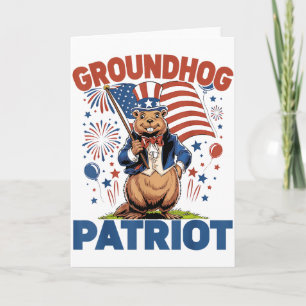 Murmeltiere Patriot Amerikanische Flagge 4. Juli F Karte