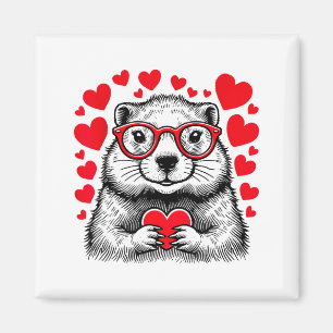 Murmeltiere Rotes Herz Form Valentinstag Tier Lieb Magnet