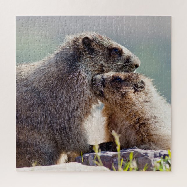 Murmeltiermutter mit Baby Puzzle (Vertikal)