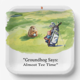 Murmeltiers Golfspieler Wintergolf Feiertag Pappteller