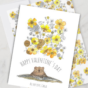 Murmeltiers und Butterblumen Valentinstag Feiertagskarte