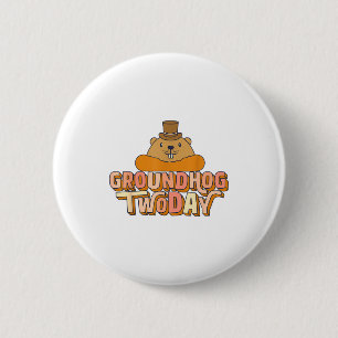 Murmeltiers Zwei-Tage-Retro-Vintage-Lustig-Tier-Wo Button