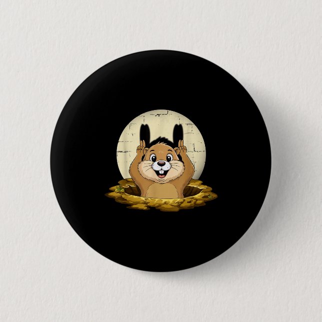 Murmeltierschatten Lustige Puppe Froher Murmeltier Button (Vorderseite)