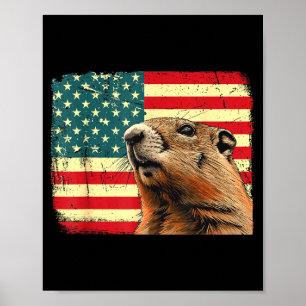 Murmeltiertag-Dekorationen 2025 US-Flagge Murmelti Poster