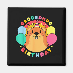 Murmeltiertag Geburtstagsparty Hut Ballons Retro 6 Magnet