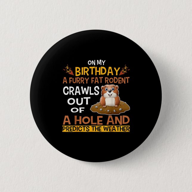 Murmeltiertag-Woodchuck-Geschenke-Kostüm für Kinde Button (Vorderseite)