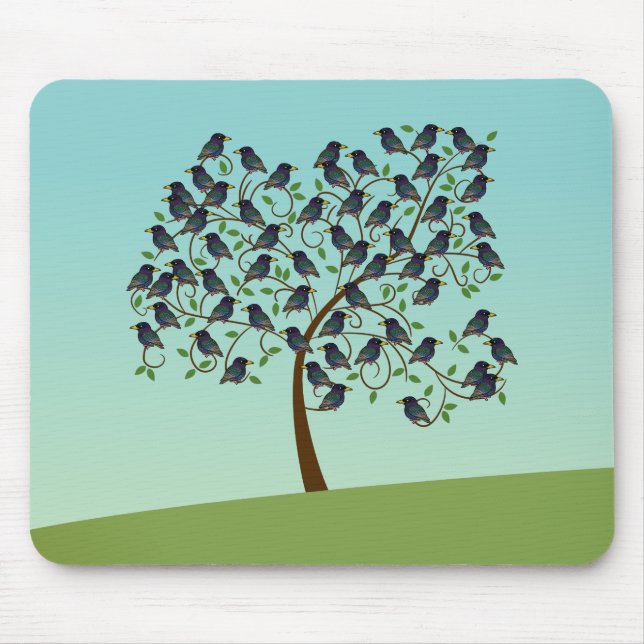Murmuration von Starlings Mousepad (Vorne)