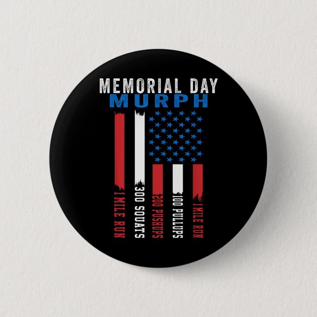 Murph Challenge American Memorial Day Workout Gym Button (Vorderseite)