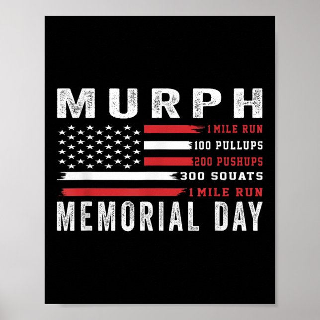 Murph Challenge American Memorial Day Workout Gym Poster (Vorne)