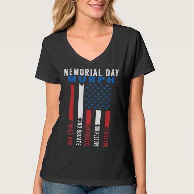 Murph Challenge American Memorial Day Workout Gym  T-Shirt (Vorderseite)
