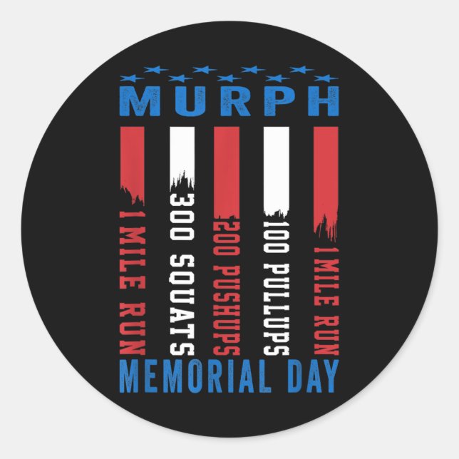 Murph Challenge American Memorial Day Workout Runder Aufkleber (Vorderseite)