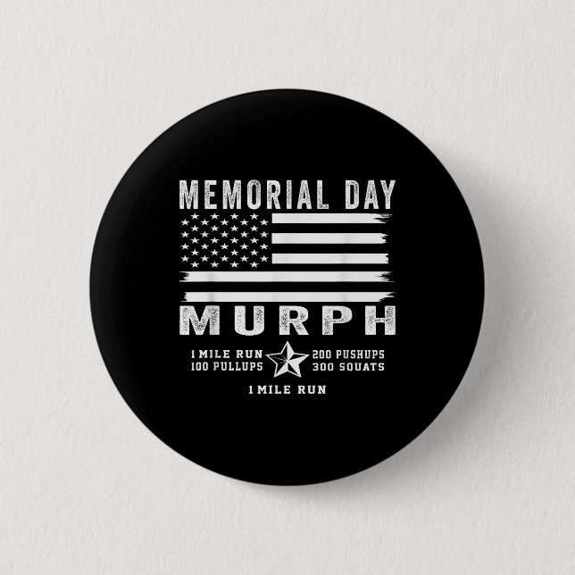 Murph Challenge Memorial Day Workout Gym Us Flag Button (Vorderseite)