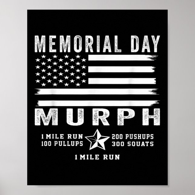 Murph Challenge Memorial Day Workout Gym Us Flag Poster (Vorne)