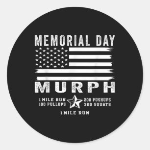 Murph Challenge Memorial Day Workout Gym Us Flag Runder Aufkleber
