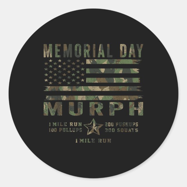 Murph Challenge Memorial Day Workout Gym Us Runder Aufkleber (Vorderseite)