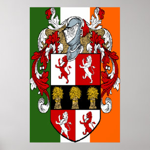 Murphy Coat of Arms Irish Flag Print Poster