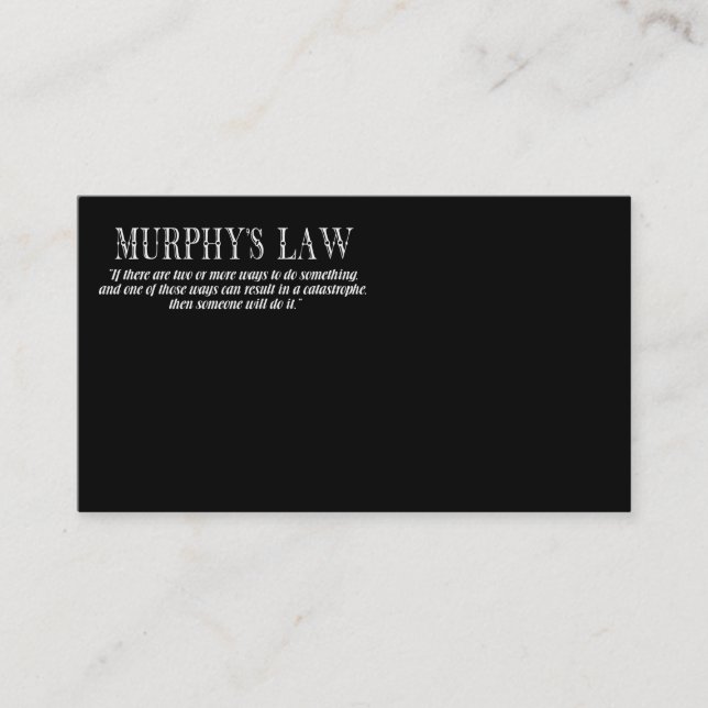Murphy-Gesetz Visitenkarte (Vorderseite)