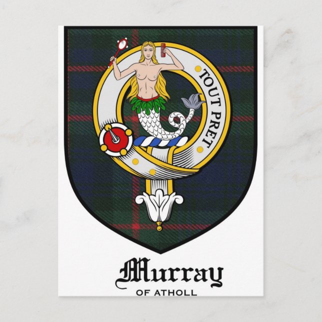 Murray Clan Wappen Abzeichen Tartan Postkarte (Vorderseite)