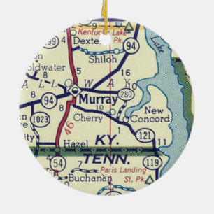 Murray KY Vintag Map Keramik Ornament