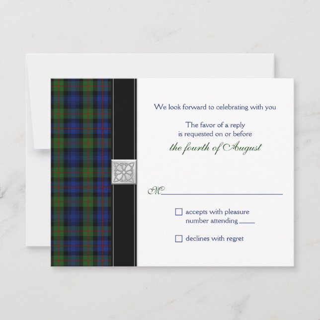 Murray von Atholl Tartan Wedding RSVP Antwort (Vorderseite)