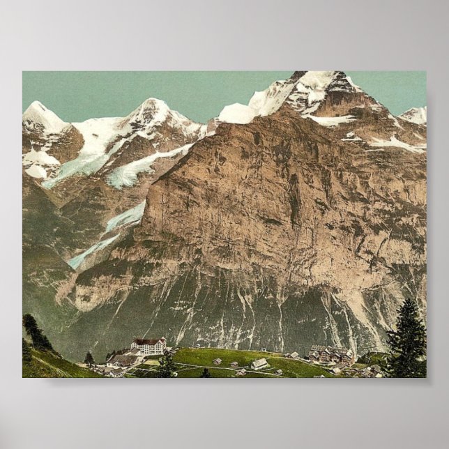 Murren, allgemeine Sicht, Berner Oberland, Schweiz Poster (Vorne)
