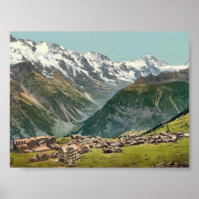 Murren, allgemeine Sicht, Berner Oberland, Schweiz Poster (Vorne)