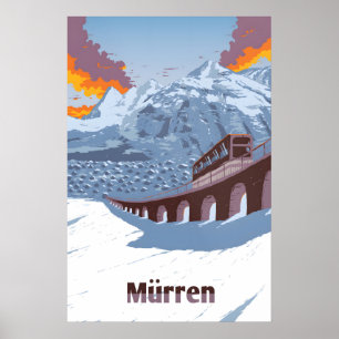 Murren Schweiz Skigebiet Reiseplakat Poster
