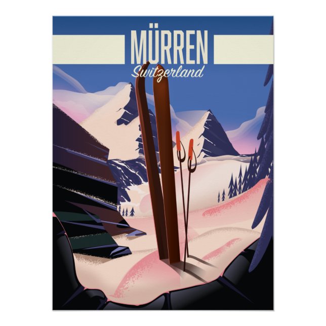 Murren Schweiz Skipposter Kunstdruck. Poster (Vorderseite)