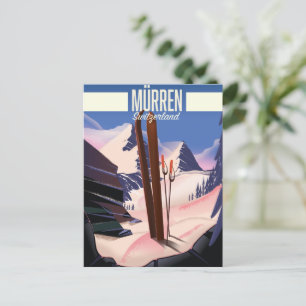 Murren Schweiz Skipposter Kunstdruck. Postkarte