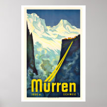 Mürren Switzerland Vintage Ski Poster