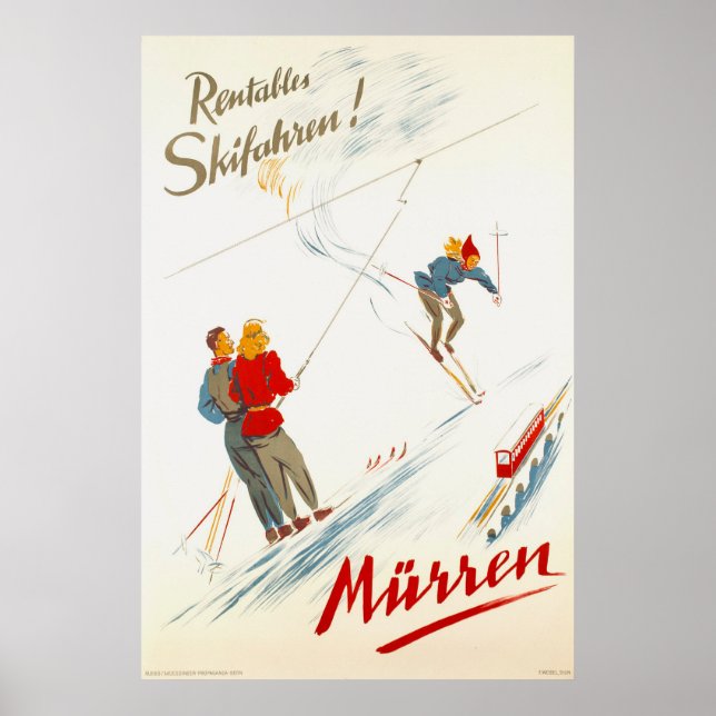 Murren Switzerland Vintages Skireisepaket Poster (Vorne)