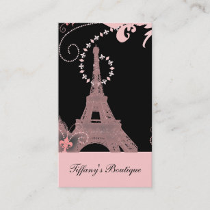Mürrisch-eleganter Schwarz-Rosa-Paris-Eiffelturm Visitenkarte