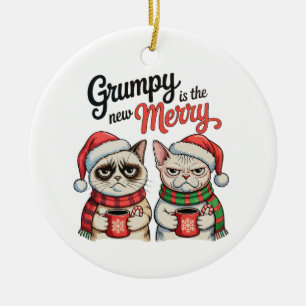 Mürrisch ist das neue Frohe Weihnachten Katzenlieb Keramik Ornament