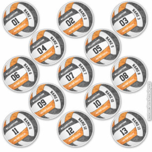 Mürrisch-orange Volleyballspieler Set von 13 Aufkleber