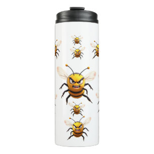 Mürrische Cartoon-Bienen-Illustration Thermosbecher